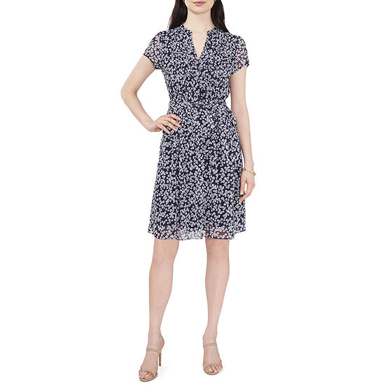 MSK Petite Short Sleeve Floral Shirt Dress