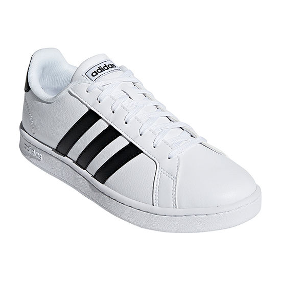 adidas Grand Court Mens Lace-up Sneakers, Color: White Black - JCPenney