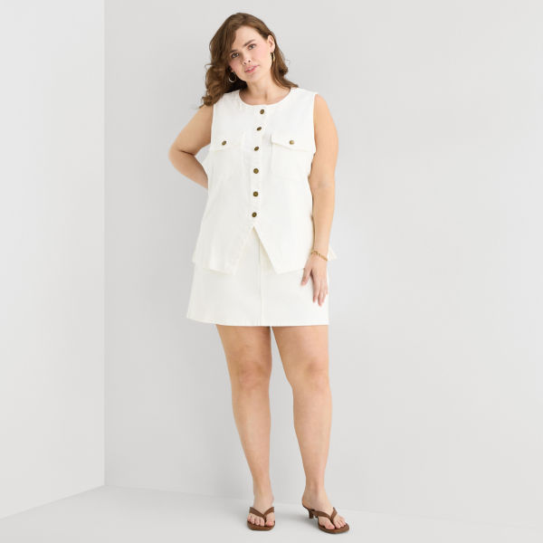 A.N.A Womens Plus Mid Rise Mini Denim Skirt