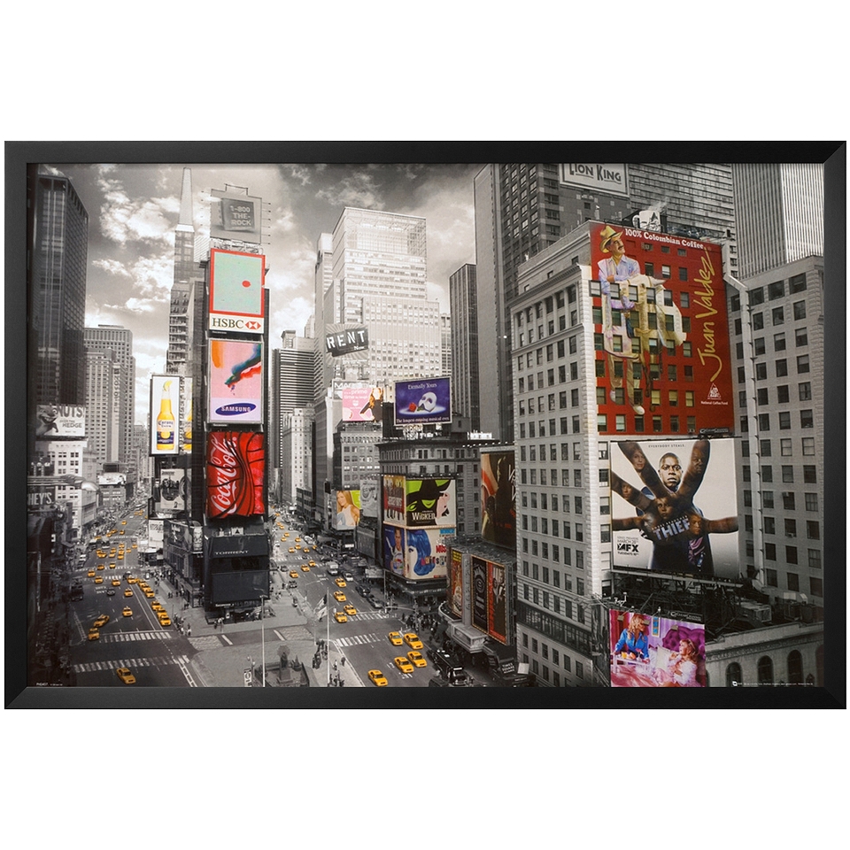 ART New Yorks Times Square Aerial Framed Poster Wall Art