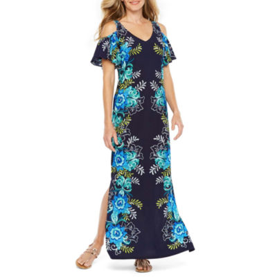 msk cold shoulder maxi dress