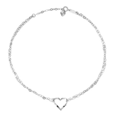 white gold heart ankle bracelet