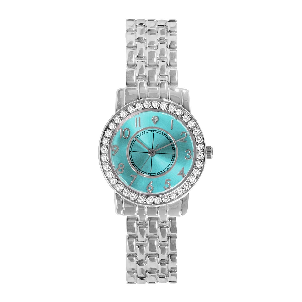 Womens Diamond Accent Alloy Bracelet Watch, Blue/Silver