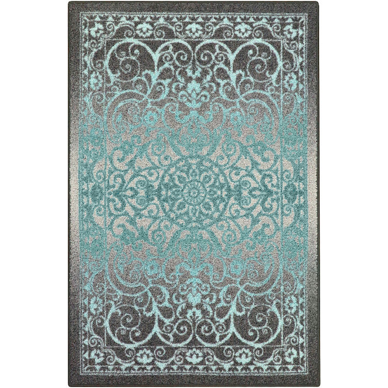 5'X7' Scroll Pressed/Molded Area Rug Gray - Maples