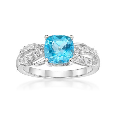 Genuine Citrine & Blue Topaz Sterling Silver Ring | Birthstone Ring For Women | Size 5-12
