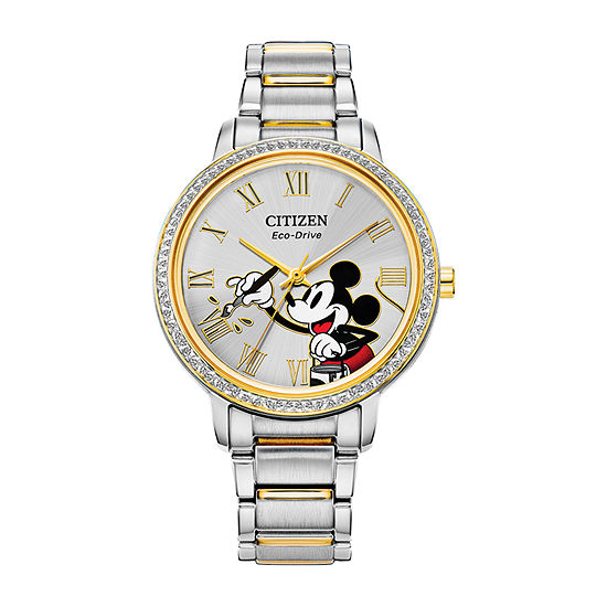 Citizen Disney Mickey Mouse Womens Two Tone Stainless Steel Bracelet Watch Fe7044-52w