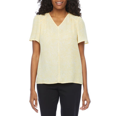liz claiborne womens v neck short sleeve blouse