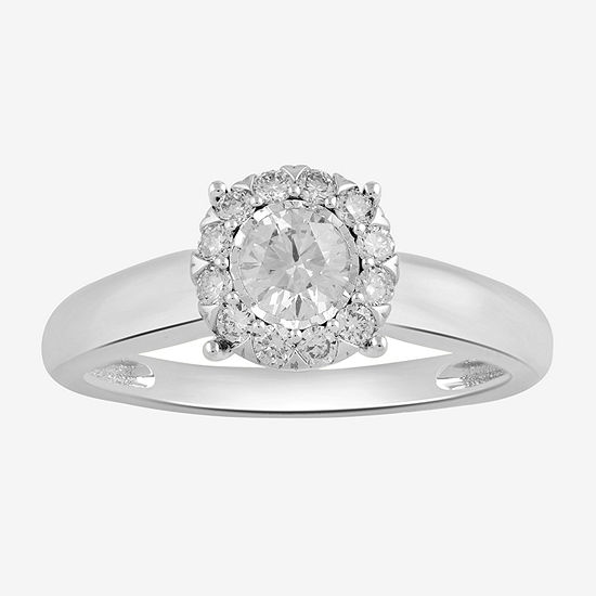 Womens 1/2 CT. T.W. Genuine White Diamond 10K White Gold Solitaire Engagement Ring