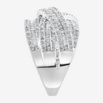 Womens 1 5/8 CT. T.W. Genuine White Diamond 14K White Gold Cocktail Ring