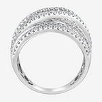 Womens 1 5/8 CT. T.W. Genuine White Diamond 14K White Gold Cocktail Ring