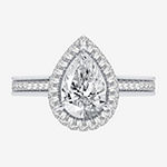 Modern Bride Signature Womens 3 CT. T.W. Lab Grown White Diamond 14K White Gold Pear Halo Engagement Ring