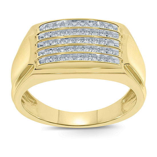 Mens 1/4 CT. T.W. Genuine White Diamond 10K Gold Fashion Ring