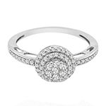 Womens 1/3 CT. T.W. Genuine White Diamond 10K White Gold Round Halo Engagement Ring