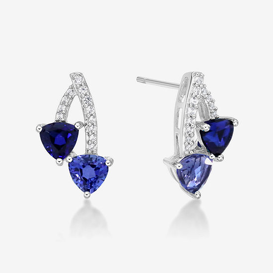 Lab Created Blue Sapphire Sterling Silver 16.3mm Stud Earrings