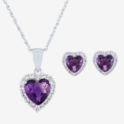 Lab Created Purple Amethyst Sterling Silver Heart 2-pc. Jewelry Set