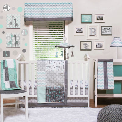 The Peanut Shell 4 Pc Uptown Giraffe Crib Bedding Set