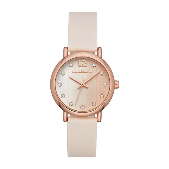 Skechers Alondra Womens Crystal Accent Pink Strap Watch Sr6192