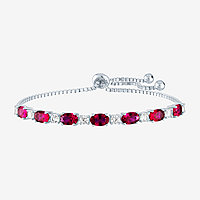 Lab Created Red Ruby Sterling Silver Bolo Bracelet