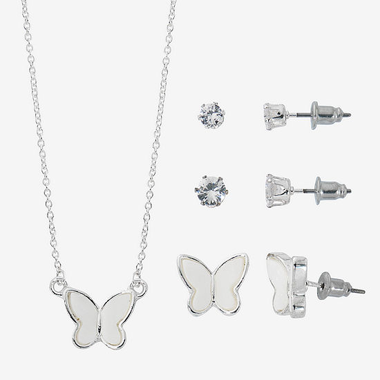 Sparkle Allure Light Up Box 4-pc. Cubic Zirconia Pure Silver Over Brass Butterfly Jewelry Set