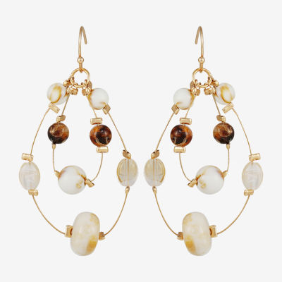 Mixit Gold Tone Beaded Illusion Wire Drop Earrings