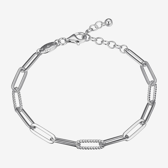 Sterling Silver 6 3/4 Inch Solid Paperclip Rectangular Link Bracelet