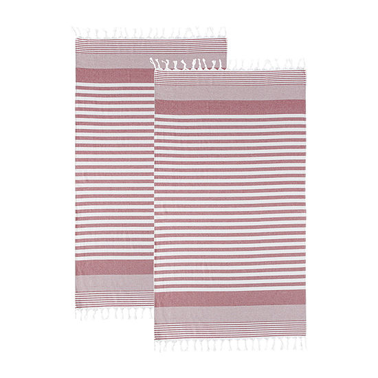 Linden Street Organic Cotton Flat Weave Stripe Beach Towel 2-Pack