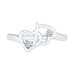 Womens Diamond Accent Genuine White Diamond Sterling Silver Heart Cocktail Ring