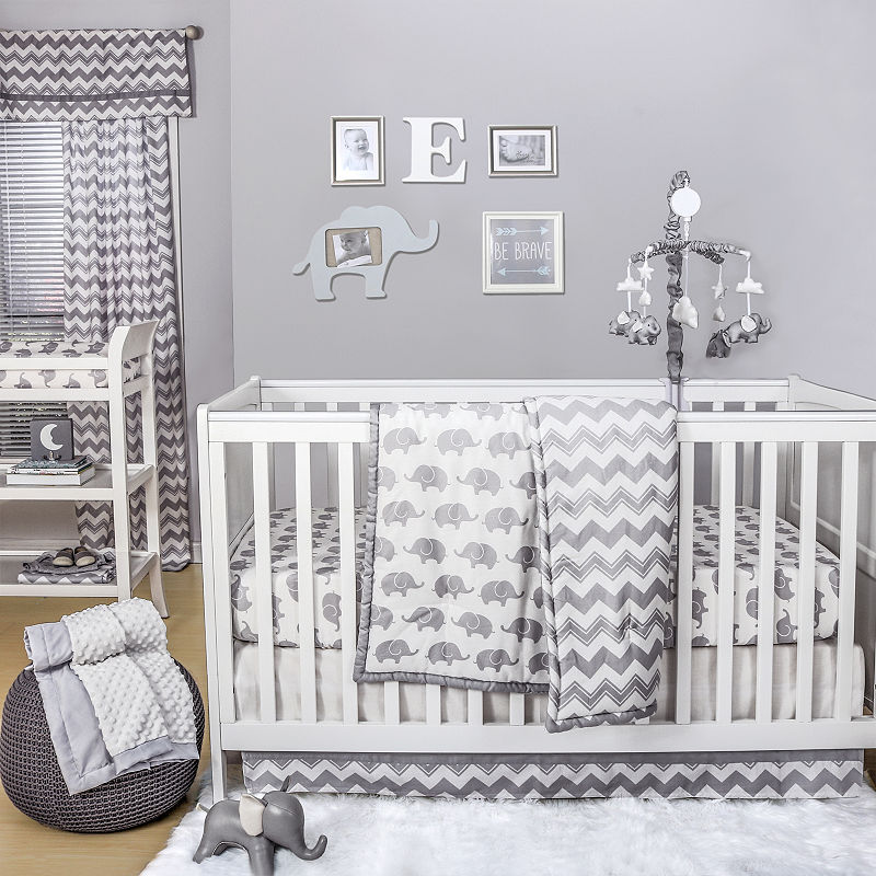 The Peanut Shell Peanut Shell Mix And Match 4-Pc. Crib Bedding Set, Gray
