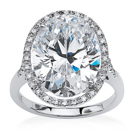 DiamonArt Womens White Cubic Zirconia Platinum Over Silver Engagement Ring, 6