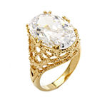 Womens White Cubic Zirconia 14K Gold Over Brass Cocktail Ring