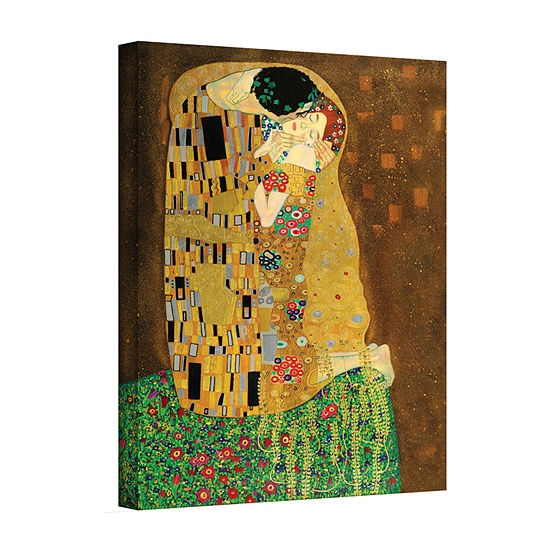 Brushstone The Kiss By Gustav Klimt Gallery Wrapped Canvas Wall Art