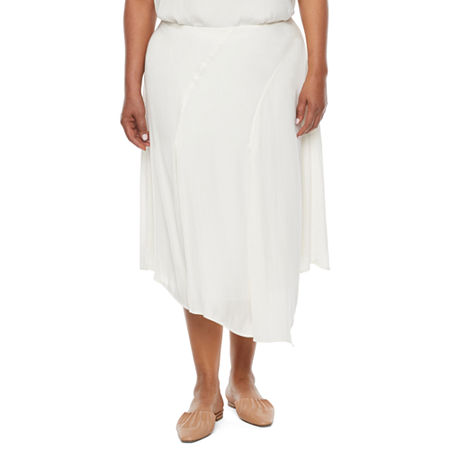 Ryegrass-Plus Womens High Low Asymmetrical Skirt, 20w , Beige