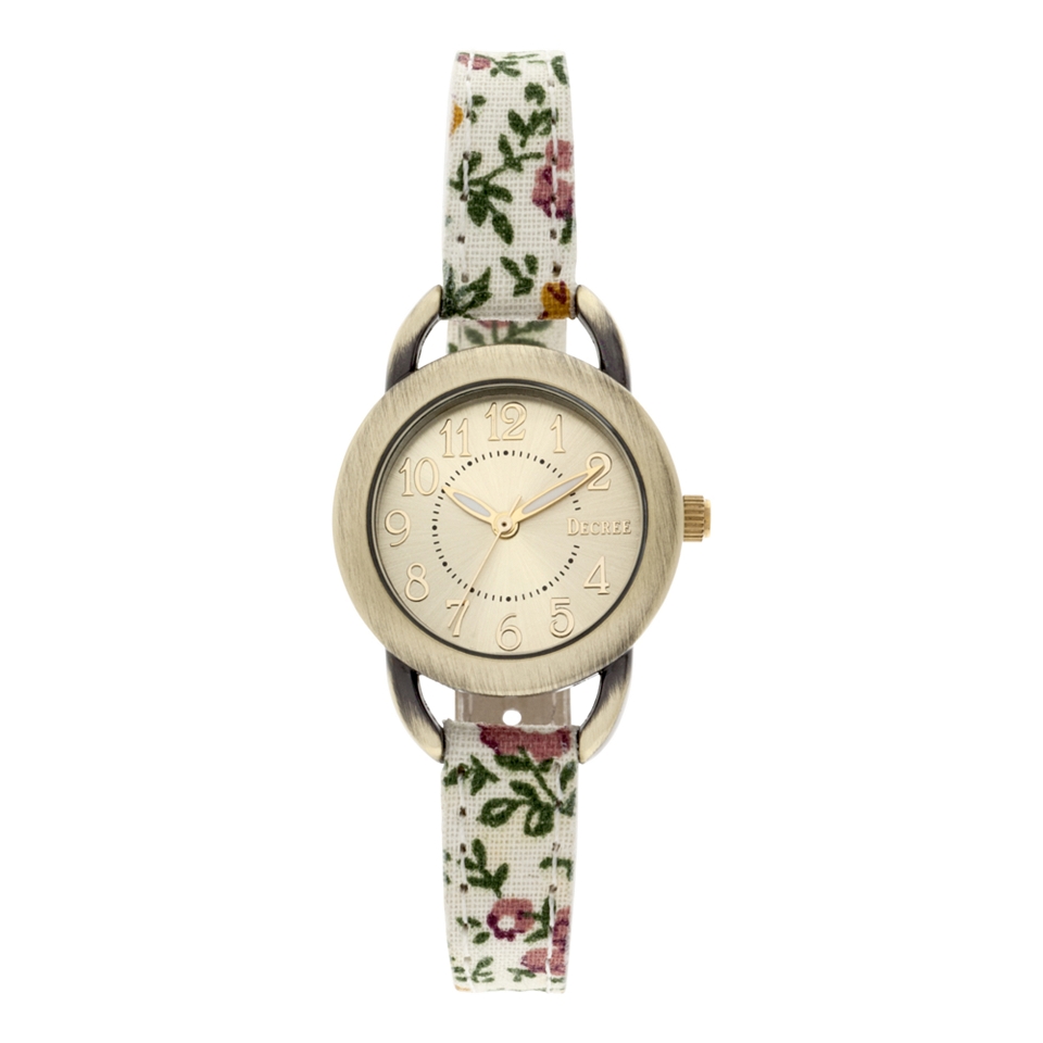 Decree Womens Flower Print Strap Watch, Red