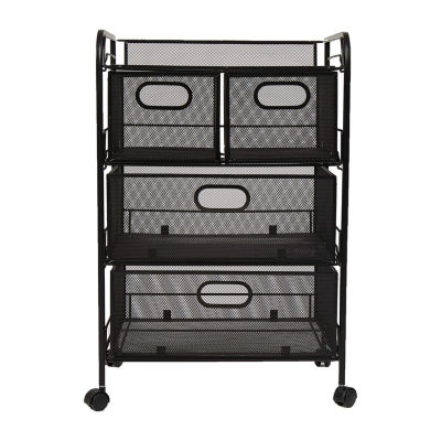 Mind Reader Mesh 4 Drawer Rolling Mesh Office Cart Metal Storage