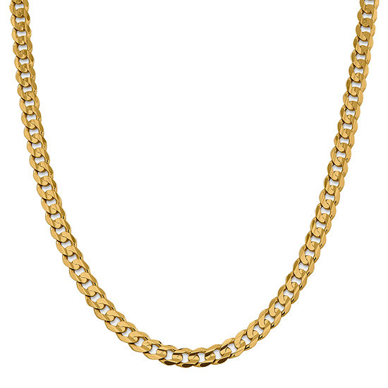 14K Gold 24 Inch Solid Curb Chain Necklace