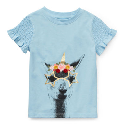 Okie Dokie Toddler Girls Crew Neck Short Sleeve T Shirt Color Cool Sky Jcpenney