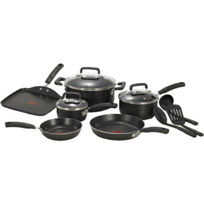 T-Fal® Signature 12-pc. Aluminum Nonstick Cookware Set C530SC74, Color: Black - JCPenney