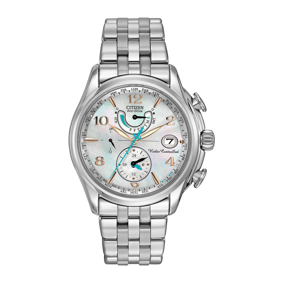 Citizen Eco Drive World Time A T Womens Silver Tone 10ATM Watch FC0000 59D