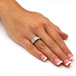 DiamonArt® Womens 2 CT. T.W. White Cubic Zirconia Platinum Over Silver Square Bridal Set