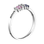 Womens Simulated Multi Color Stone 10K Gold Square Cocktail Ring