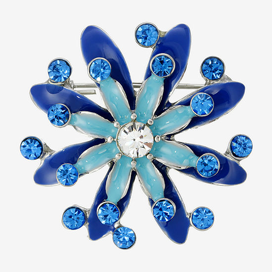 1928 Silver-Tone Blue Flower Pin