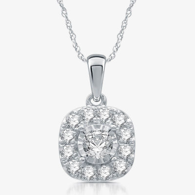 Womens 1/2 CT. T.W. Genuine White Diamond 10K White Gold Pendant Necklace