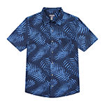 Van Heusen Mens Classic Fit Short Sleeve Palm Leaf Button-Down Shirt