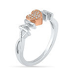 "Mom" Womens Diamond Accent Genuine White Diamond 10K Gold Over Silver Cocktail Ring