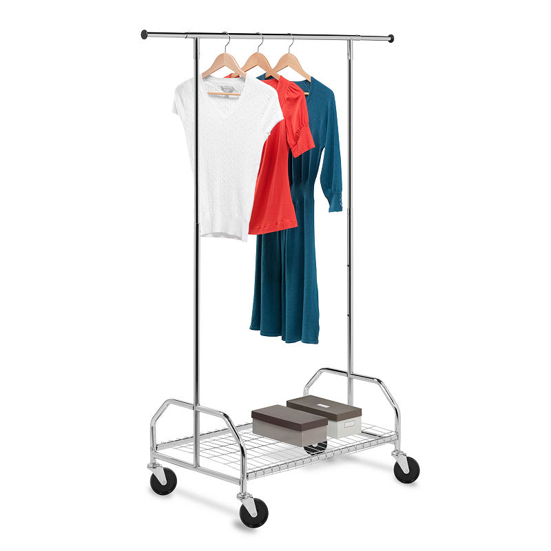 Honey-Can-Do Heavy-Duty Bottom Shelf Garment Rack, White - Laundry > Garment Racks