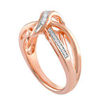 Womens 1/10 CT. T.W. Genuine White Diamond 14K Rose Gold over Silver Ring