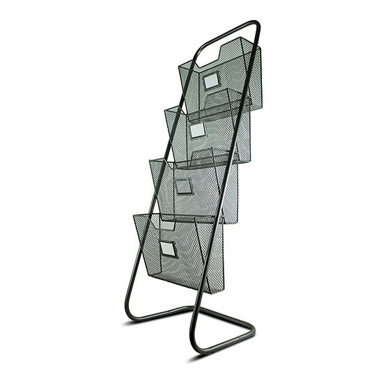 Decorative Free Standing Storage Magazine Rack Basket with Four Compartments