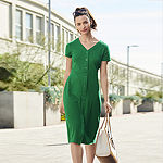 Liz Claiborne Button-Front Midi Dress, Handbag & Hoop Earrings