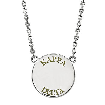 925 Sterling Silver Rhodium-plated Sorority Kappa Delta Extra Small Enameled Pendant Necklace w/18 Chain