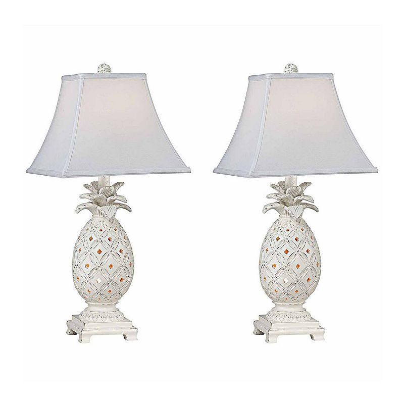 Seahaven Wicker Table Lamp Set, White